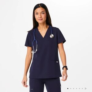 Figs Navy Blue Scrub Top